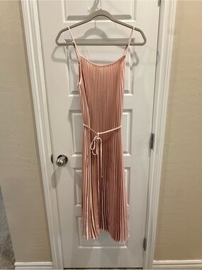 Sam Edelman Blush Pleated Midi Dress with Tie Waist